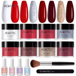 Vestidos Aokitec 10G/28g Dip Powder Nail Kit Pastel Bonding Powder Starter Set para uñas francesas Manicura de decoraciones de arte