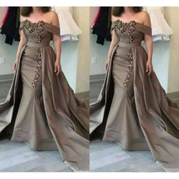 Jurken appliqued the Elegant Off Evening kralenschouder met afneembare trein formele occaison slijtage prom party jurk op maat gemaakt gemaakt