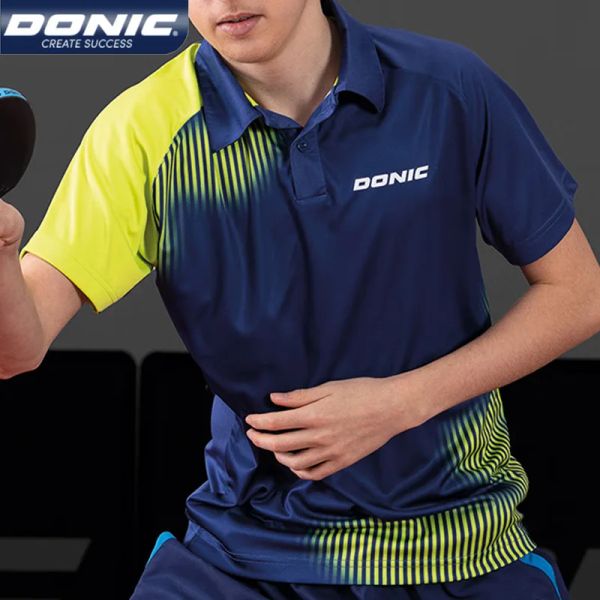 Robes authentiques Donic Table Table Tennis Jersey Men Femmes Breffe-Short à manches courtes Ping Pong