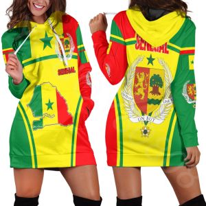 Jurken Herfst Winter Dames Hoodie Slanke Sexy Sweatshirt Jurk Afrika Land Vrouwen Senegal Vlag Hoodie Jurk