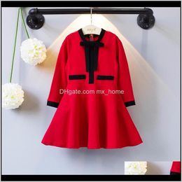 Robes Bébé Bébé Enfants Maternité Drop Delivery 2021 Printemps Vêtements Pour Enfants Filles Rouge Et Noir Couture Taille Loisirs Princesse Robe J8Sc