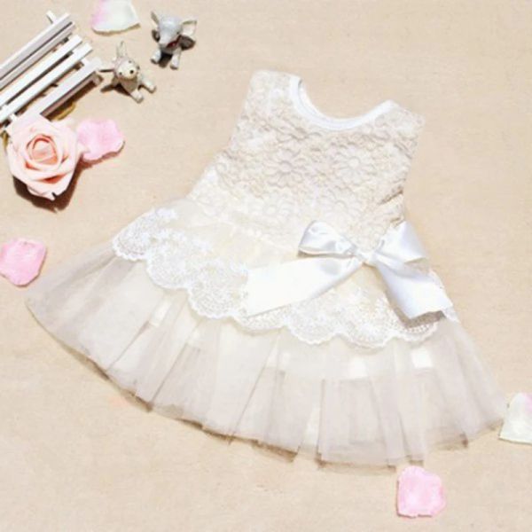 Robes bébé filles robe princesse sans manches robe en dentelle