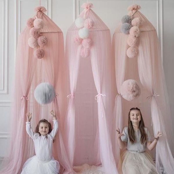 Vestidos Baby Mosquito Nets Ins Style Nuevo Fur Ball Net Hyarn Dream's Room Decoración de habitaciones colgantes Cortina de cama práctica