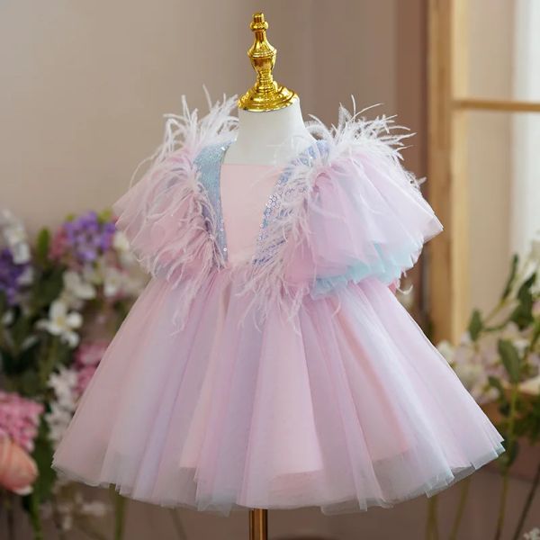 Robes Robes de soirée de mariage pour bébés filles de 1 à 5 ans, à paillettes, fête d'anniversaire, noël, baptême, robe de princesse mignonne avec gros nœud