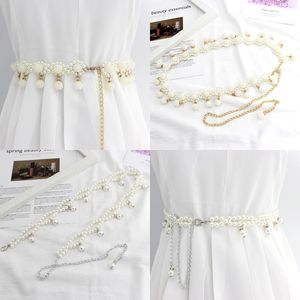 Robes, crochets perlés, chaînes de taille pour femmes, version coréenne, mode douce, ceintures métalliques ornées de perles, neuf ceintures de perles