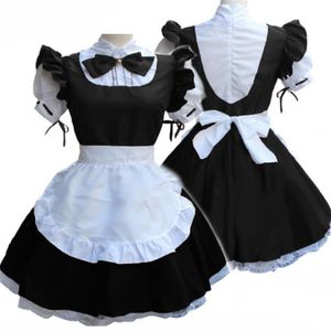 Robes Robe noire Costumes de femme de chambre Lolita mignons robe de femme de chambre française filles femme Amine Cosplay Costume serveuse femme de chambre Costumes de scène de fête