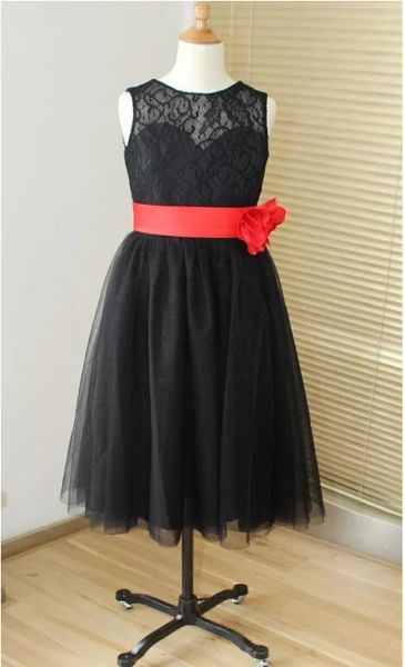 Robes noires en dentelle chérie tulle clé de trous de serrure robe fille tutu tutu enfants