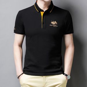 Robes Marque Polo en coton brodé Haut de gamme pour hommes 2022 Été Casual Revers T-shirt à manches courtes Mode coréenne Hommes