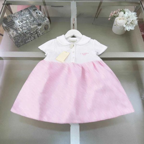 Robes Brand Girl Robe Lovely Pink Child Jugt Taille 90160 Designer Lettre Impression de bébé robes à manches courtes Reverse Kids Frock Jan20