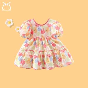 Robes dessins animés colorés de bébé filles robes bouffantes vêtements d'été pour enfants mignon lapin pour enfants