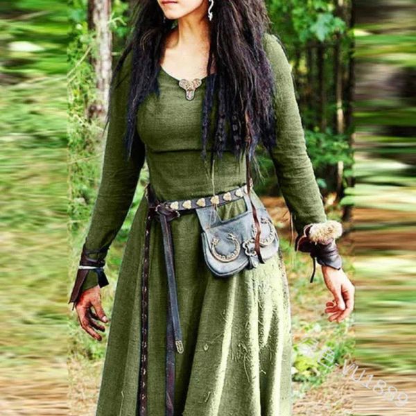 Vestidos vestidos casuales para mujeres medieval manga larga maxi túnica vintage hada lafa renacimiento celta vikinga ropa gótica bola de fantasía gow