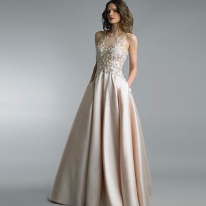 Jurken Casual elegante moeder van de bruid o nek Appliques Mouwloze rugloze vloertellengte Aline Robe Mere de la 230221