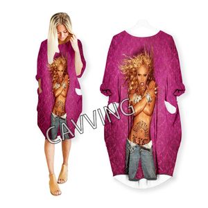 Vestidos CAVVING 3D Print Hot Rapper Lil Kim Moda Camisas divertidas Traje Harajuku Top Mujeres Tallas de EE. UU. Falda de mujer Vestido de manga larga