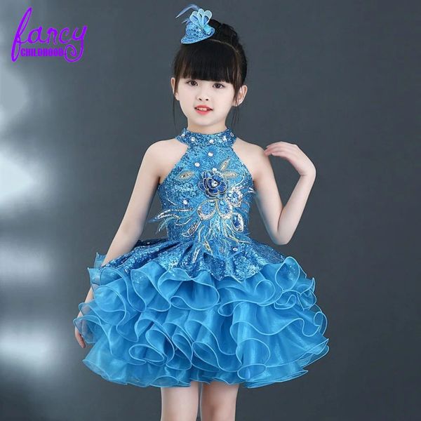 Robes Enfants Perles Top Couches Robes De Fête De Mariage Taille 2 à 10 Bébés Filles Col Bateau Mini Cupcakes Enfants Robe De Concours Robes De Bal