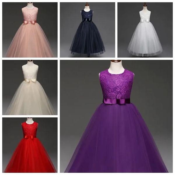 Vestidos Ropa para niños Ropa para niñas Ropa para niños Vestido bordado de encaje para niñas de flores para eventos de boda Fiesta Vestido de cumpleaños para niña Vestidos Ce