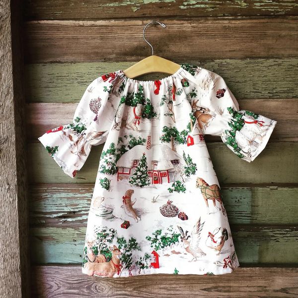 Robes Robes de Noël pour filles Boutique vêtements pour bébés arbre renne imprimé robe de fille de fleur à manches à volants robe pour enfants bébé filles Clo