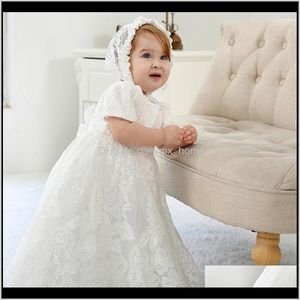 Jurken kleding baby kids moederschap drop levering 2021 geboren doopjurk meisjes 024M jurk kant effen rugriem kleding baby outfits wit