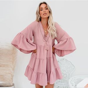 Jurken Leuke Ruffle Moederschapsjurken Zomer Casual Zwangerschap Geplooide Jurk Voor Zwangere Vrouwen Flare Mouw Kleding Losse Dameskleding