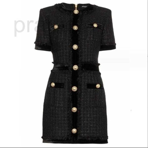 Robes Designer 221 XXL 2024 Milan Printemps Robe d'été Col rond Manches courtes Tweed Marque Même style Empire Mode Femme Haute Qualité oulaidi LNUR