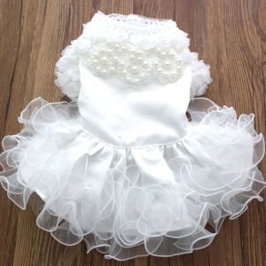 Robes chien chat robe de mariée tutu putu chiot jupe princesse jupe perlsfungus conception de dentelle pour chiens chats petits moyens