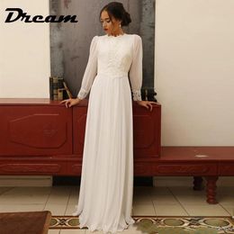 Robes rêve élégante robe de mariée boho musulman 2023 manches longues couche haute robe nuptiale