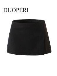 Robes Duoperi femmes mode noir Mini jupe avec fente Vintage veste pour homme taille haute jupes féminines Mujer