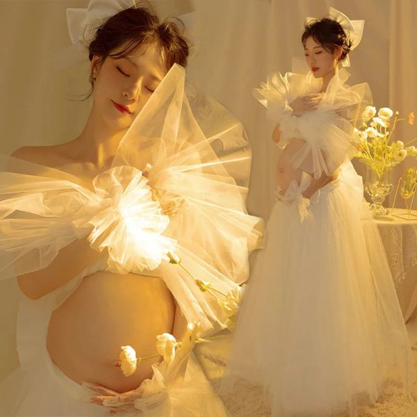Robes Dvotinst accessoires de photographie robes de maternité pour séances Photo grossesse enceinte maille élégante robe coréenne Studio accessoires Photo