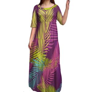 Jurken Elegante vrijetijdskleding Ruches Gelaagde jurken Polynesische Hawaï Melkzijden Jurk Pacific Island Art Design Maxi-jurk voor dames