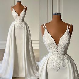 Robes Sheat élégante pour la mariée V Robe de mariée du cou avec une jupe détachable Appliques Robe de Mariee Robes de mariée
