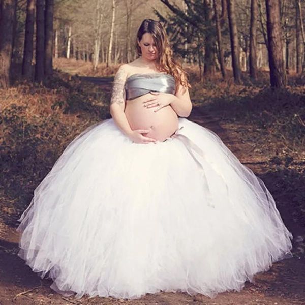 Vestidos Moda Paquete hecho a mano Faldas de tutú de tul para mujer embarazada Accesorios de fotografía Longitud completa Salón de baile largo Tutu Faldas Saia Jupe