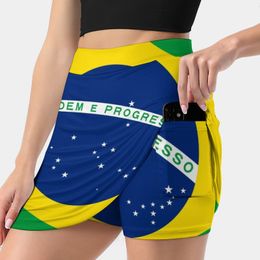 Jurken Vlag van Brazilië Damesrok met zak Vintage rok Afdrukken A-lijn Rokken Zomerkleding Brazilië Braziliaanse vlag van Brazilië