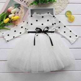 Jurken voor meisjesmeisjes kleding witte kralen prinses feestjurk elegante ceremonie 4-6 jaar peuter meisje herfstkleding G220518