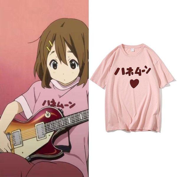 Vestidos Divertido Lindo Anime Kon Hirasawa Yui Akiyama Mio Mismo estilo Imprimir Camisetas Manga japonesa Camiseta Hombres Mujeres Moda Camiseta suelta