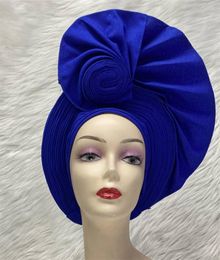Vestidos Gele Headtie ya hecho envolturas para la cabeza africanas para mujer turbante femenino Gelee nigeriano Aso Oke Bonnet Femme cuentas Headtie1set
