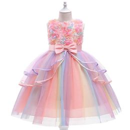 Jurken Jurken voor meisjes Bloemenmeisje Bruiloft Prinses Jurk Meisjes Kerstmis Strik Kostuum Kinderen Verjaardagscadeau Kleding Casual Feest Kant Tu