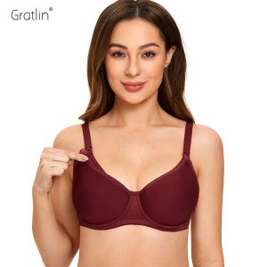 Robes Gratlin Ferm's Full Cup Support Maternity Nursing Bra Sous-terre rembourrée plus sous-vêtements pour l'allaitement maternel