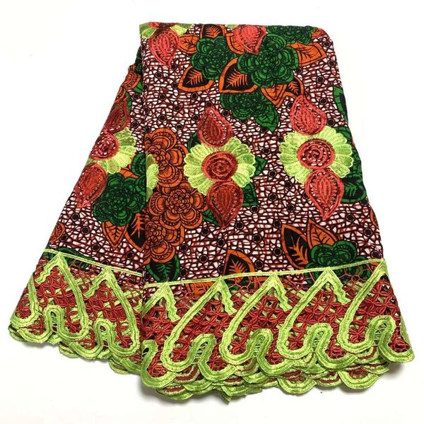 Vestidos de alta calidad de lujo africano Ankara telas de cera bordado boda nigeriana Aso obi Material de encaje 5 yardas costura para vestido de mujer