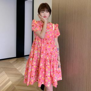 Jurken Hubblebubble mouw zomerjurk moederschap mode afdrukken oranje bloemen zwangerschap kleding plus size zwangere vrouw jurk schattig