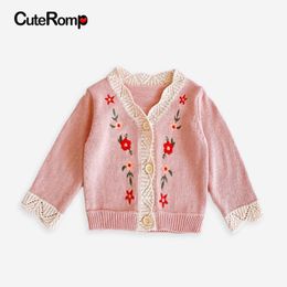 Robes Infantile Enfant en Bas Âge Bébé Fille Tricot À Manches Longues Blanc Rose Cardigan Pull pour 03 ans Fleurs Sans Manches Boutonné Gilet Vêtements D'extérieur