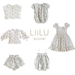 Robes Ins bébé fille robe 2021 été nouvelle marque Liilu impression chemise enfants à manches courtes appât Blouse hauts enfants vêtements Wz86