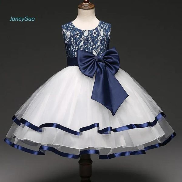 Robes JaneyGao 2019 nouveauté robes de demoiselle d'honneur avec nœud robe de soirée bleue pour petite fille assez élégante robe d'été formelle