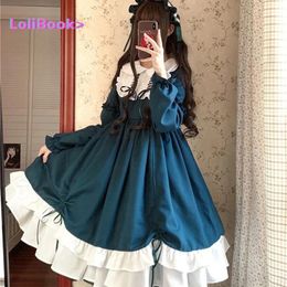 Robes japonais haruku manches longues poupées de fête adolescente vestime fée vestidos mignonne femme lolita op robe vaulonnement