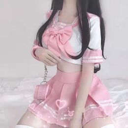 Jurken Japans Schooluniform Haruku Y2k Shirt Vrouw E Girl Mini Geplooide Rokken Roze Casual Kawaii Indie Tweedelige Set Kleding