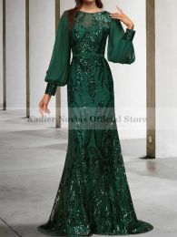 Robes Kadier Novias manches longues sirène dentelle verte mère de la mariée robes 2023 robes de femmes pour la fête 2022 robe de soirée de mariage