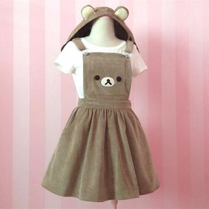 Jurken kawaii rilakkuma lolita algehele jurk schattig beren borduurwerkkap bal jurk Japanse haruku zoete vrouwen tienermeisjes jumpskirt