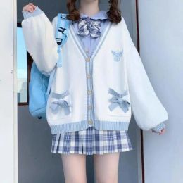 Jurken Gebreide vest vrouw Sweet Girl brei trui Lazy College Style Losse mouw Haruku Girl JK Uniform Kawaii Cardigan Coat