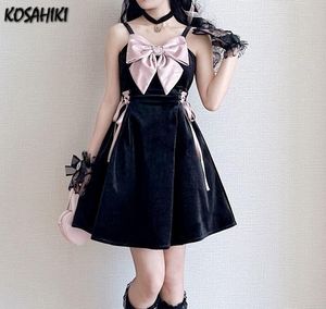 Vestidos Kosahiki Kawaii Lolita Jsk vestido de mujer 2023 dulce lindo correa de espagueti mini vestidos arco vendaje japonés bonitos vestidos de princesa