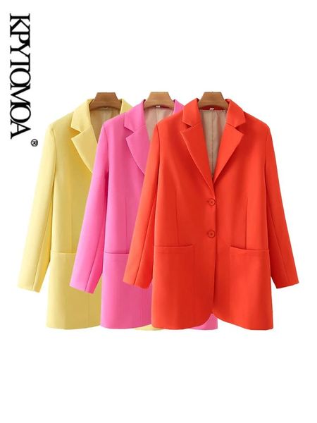 Robes Kpytomoa femmes mode simple boutonnage tenue de bureau Blazer manteau Vintage à manches longues poches plaquées vêtements de dessus pour femmes Chic hauts