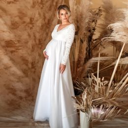 Robes Dentelle Robes de maternité blanches pour baby shower sexy grossesse séance photo robe maxi femmes enceintes fête mariage photographie accessoires