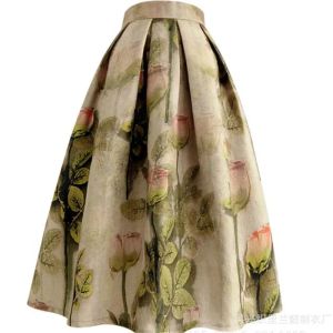Robes Green Green Rose Imprimer tutu jupe de printemps pour femmes Nouvelle jupe de grande taille en gros